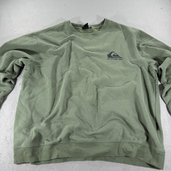 Quiksilver Other - Quiksilver Mens XXL Olive‎ Green Fleece Crewneck Logo Sweatshirt Pullover